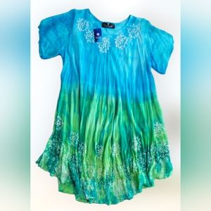 NEW Seashore Fashions Womens Summer Sundress Tie Dye Dress Beach Boho Hippie